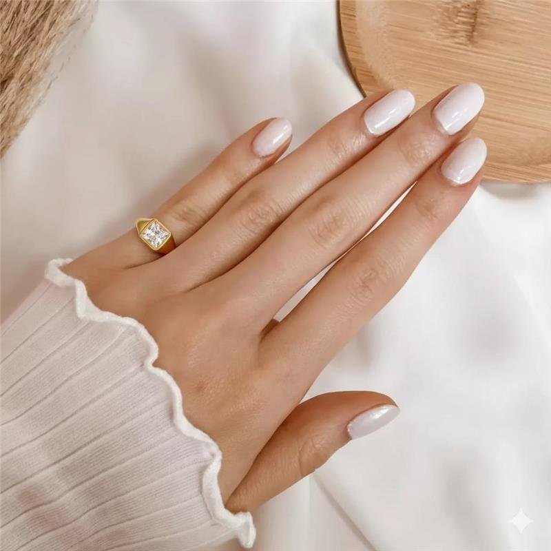 Anel Dedo Mínimo Zircônia Quadrada