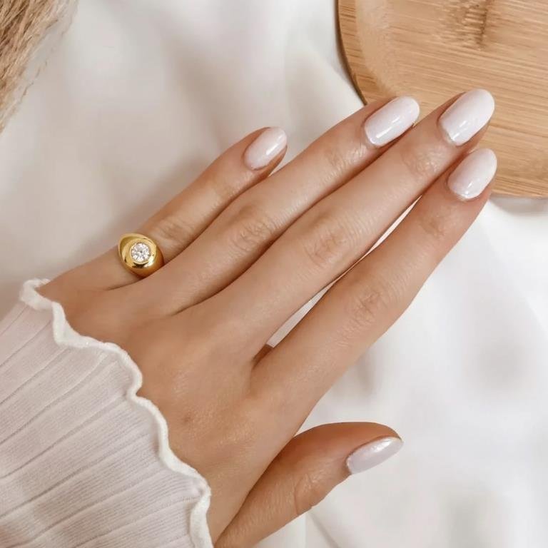 Anel Dedo Mínimo Zircônia Redonda