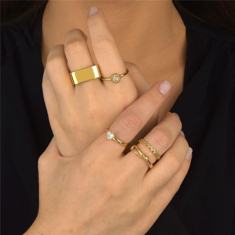 Anel Moderno Quadrado Liso