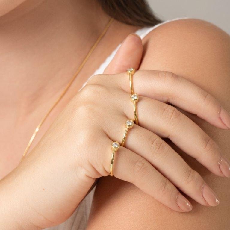 Anel Solitário Moissanite Gold Premium