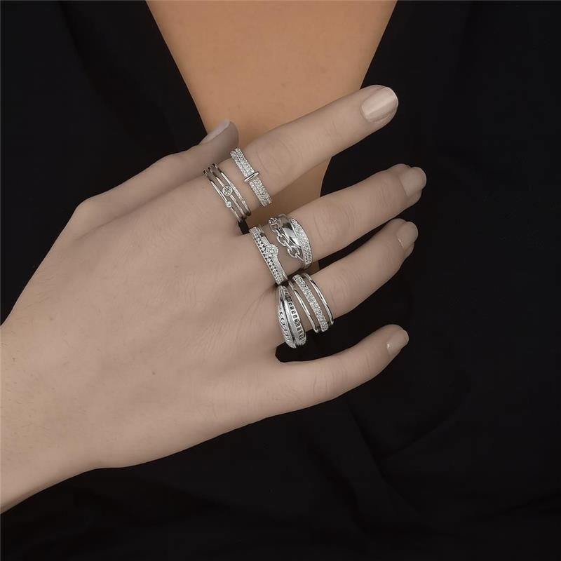 Anel Prata Leve Aro Duplo Vazado