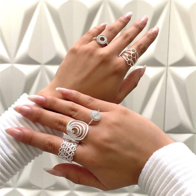 Anel Prata 925 Fio Com Círculos 