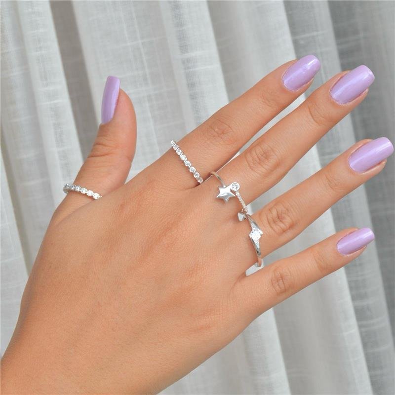 Anel Prata 925 Delicado Com Estrela