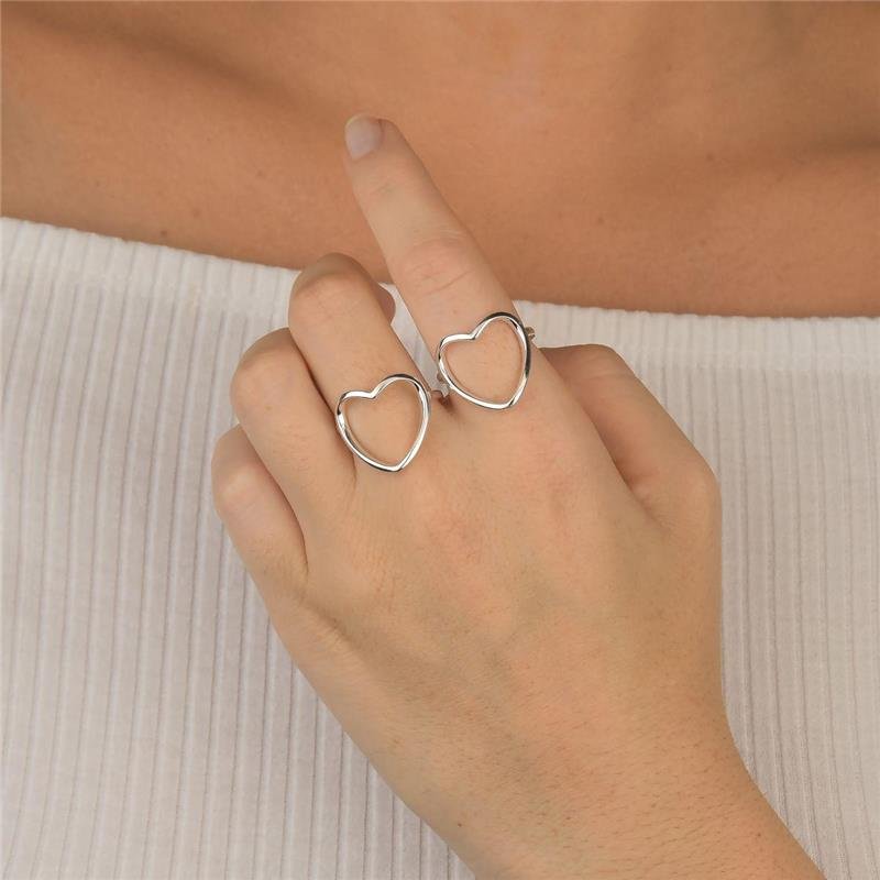 Anel Prata 925 Big Heart