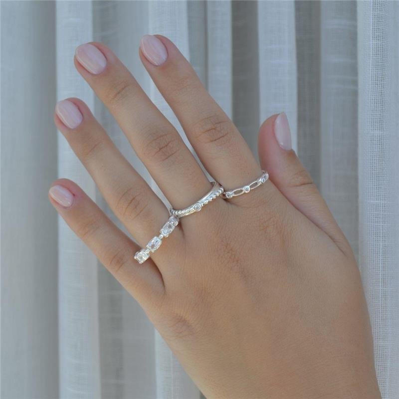 Anel Prata Legitima Zircônias Ovais