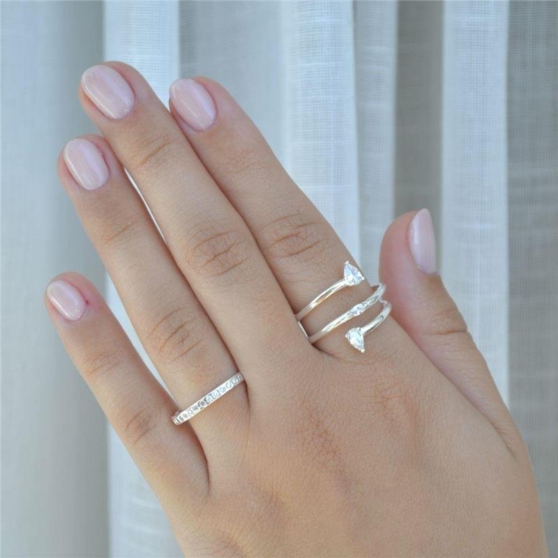 Anel Prata Aro Triplo Zircônias