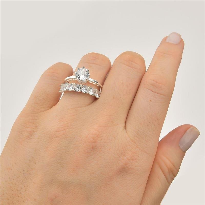 Anel Prata Legítima Solitário Luxo