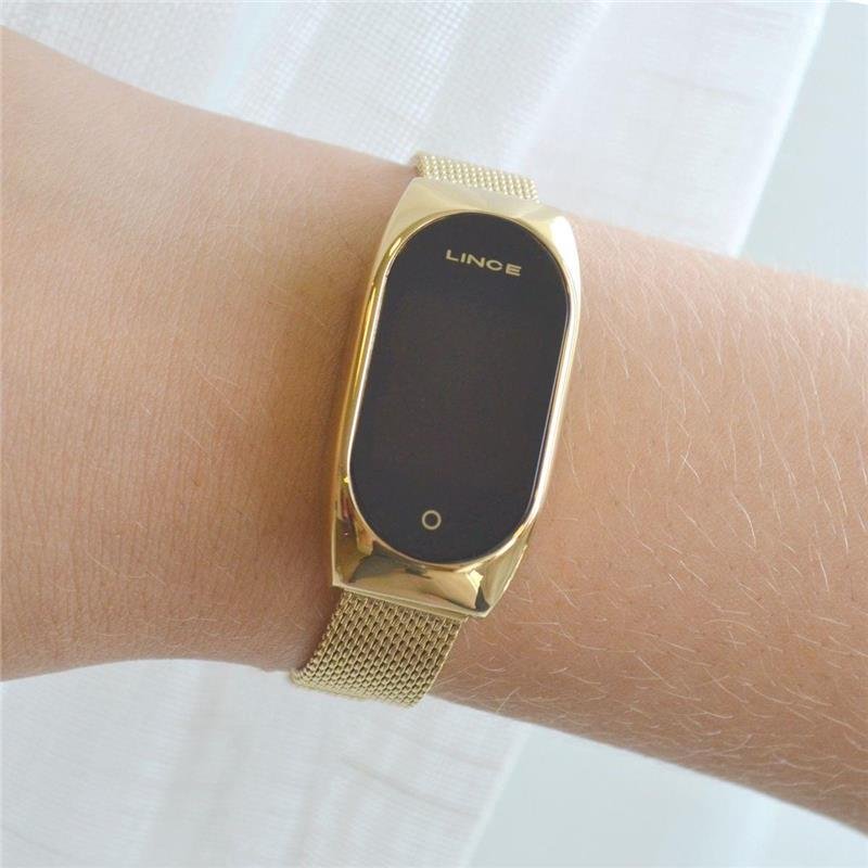 Relógio Feminino Lince Led Digital Dourado LDG4642L 
