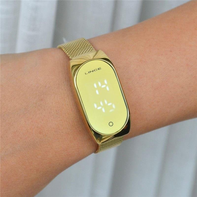 Relógio Feminino Lince Led Digital Dourado LDG4706L 