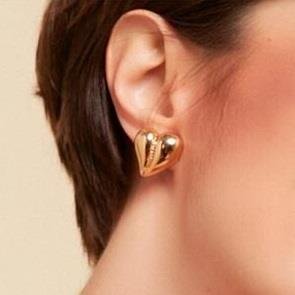 Brinco Coração Cravejado Espelhado