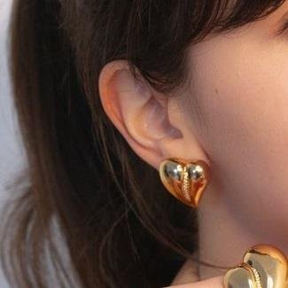 Brinco Coração Cravejado Espelhado