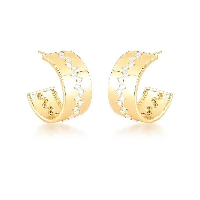 Brinco Meia Argola Cravejado