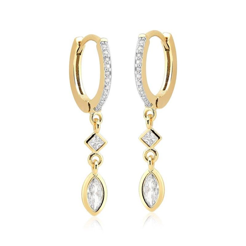 Argolinha Click Pêndulo Zircônias Navete