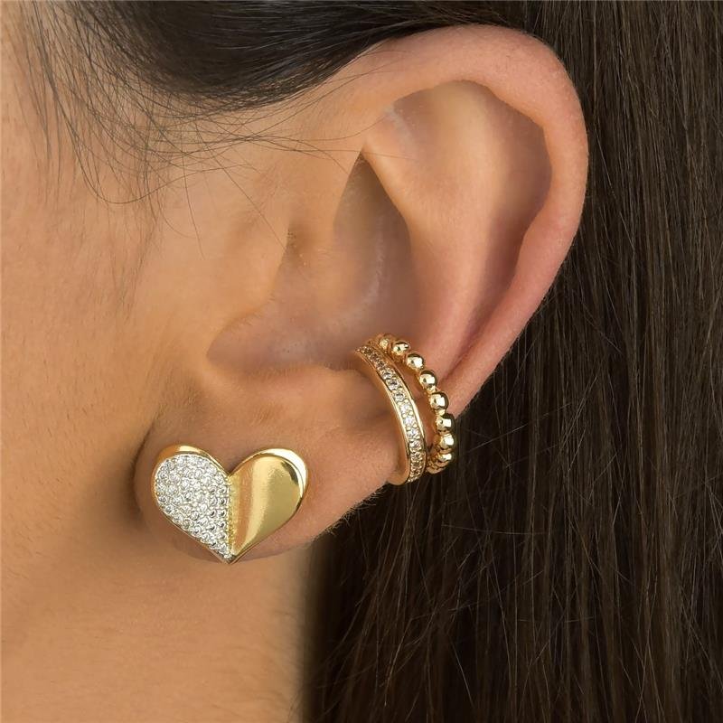 Brinco Coração Heart Gold Multifaces