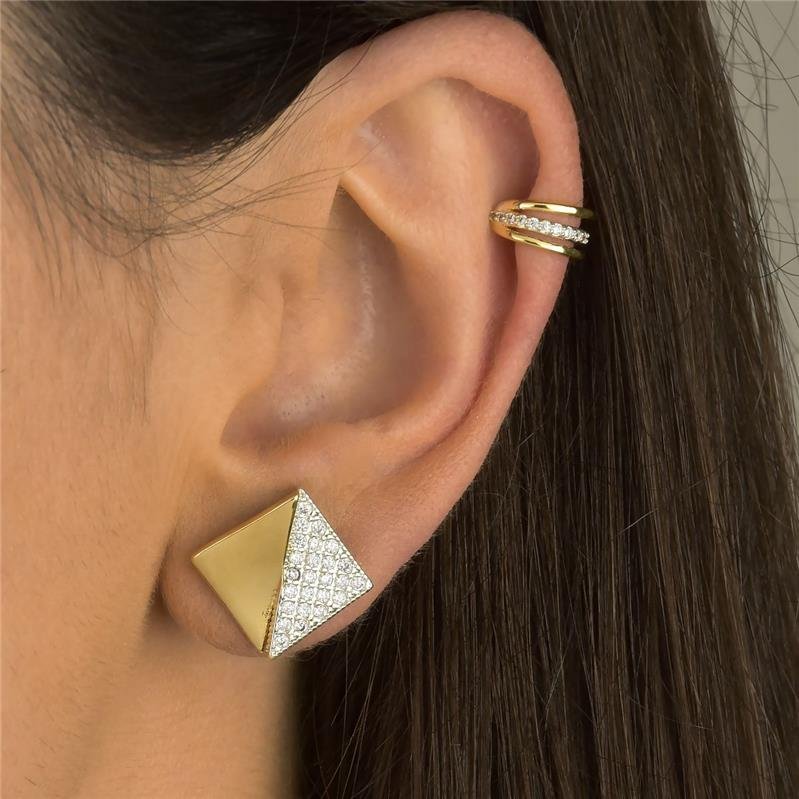 Brinco Minimal Gold Cravejado