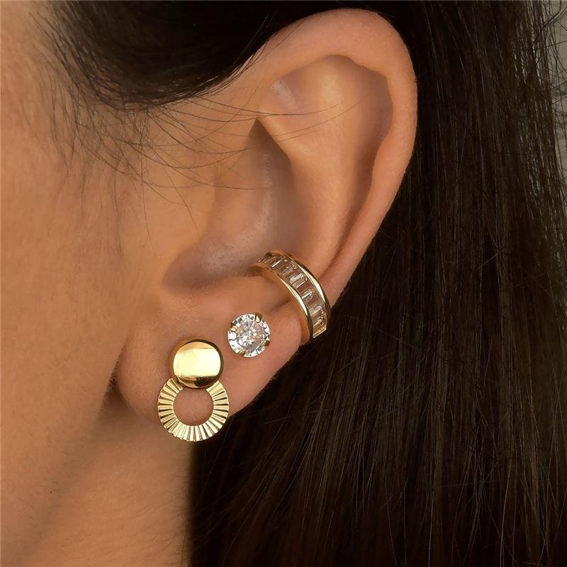 Brinco Duplo Ponto de Luz e Diamantado