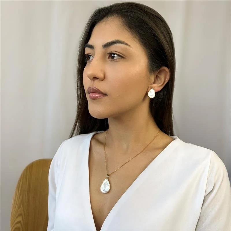 Brinco Gota Mosaico Madrepérola