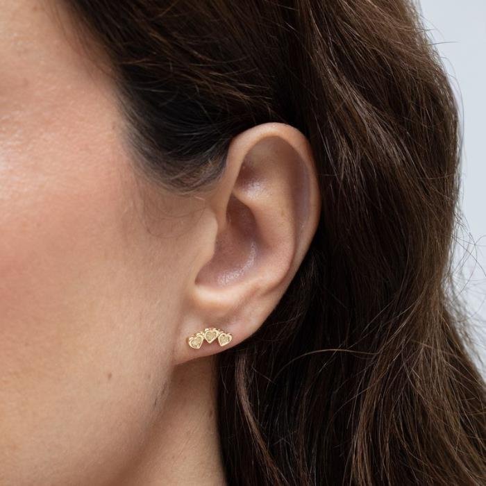 Brinco Ear Cuff Três Corações