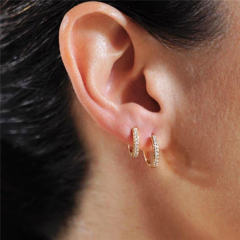 Brinco Trio Argola Click Cravejada