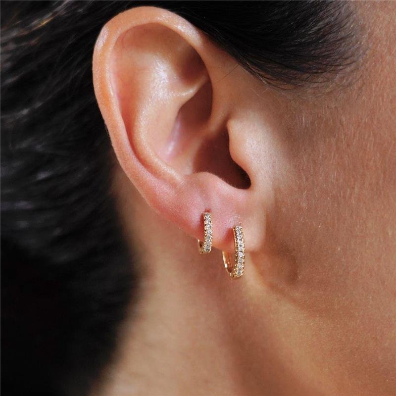 Brinco Trio Argola Click Cravejada