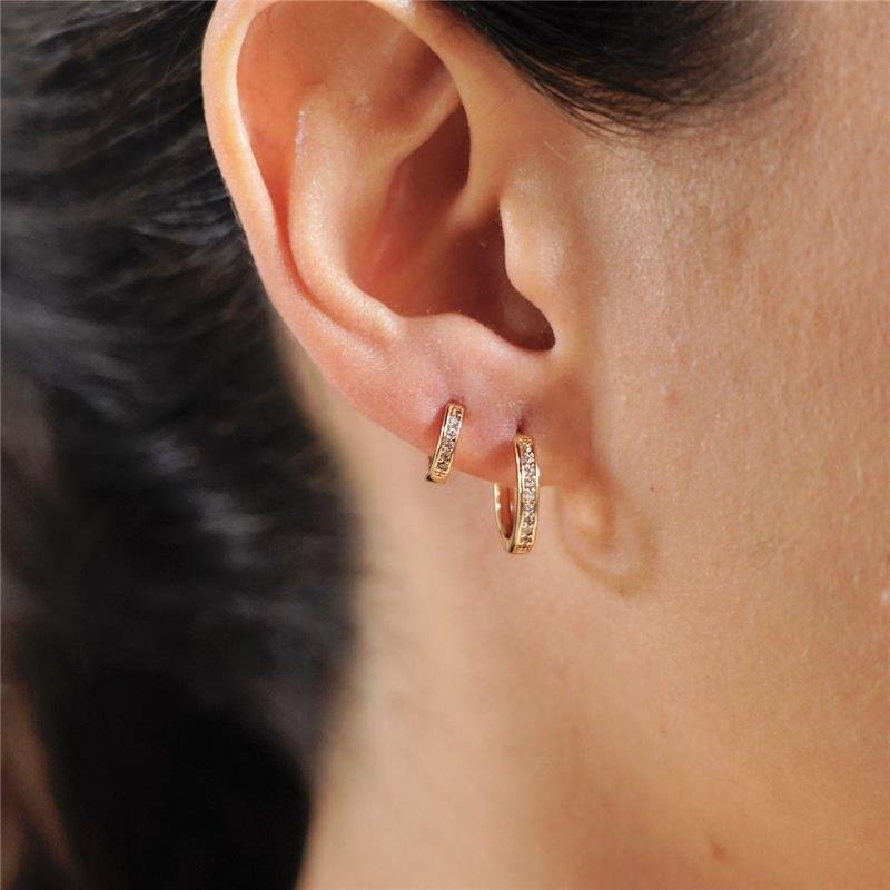 Brinco Trio Argola Click Cravejada