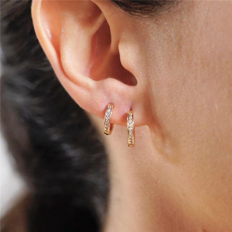 Brinco Trio Argola Click Cravejada