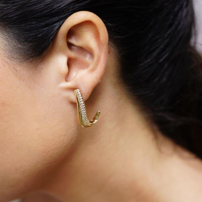 Brinco Gancho Cravejado