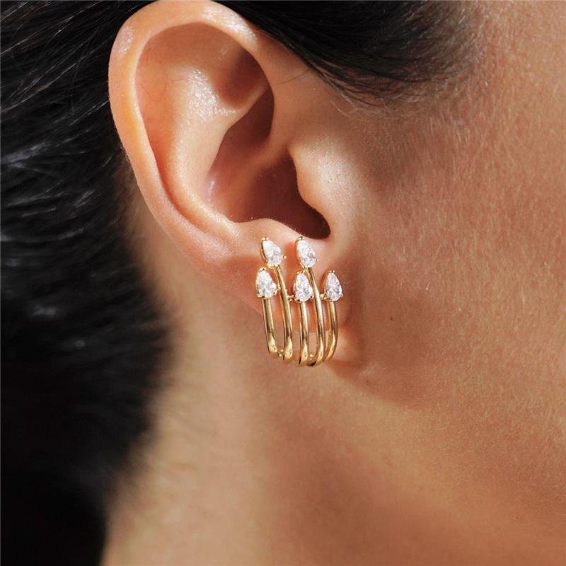 Brinco Cinco Linhas com Zircônias