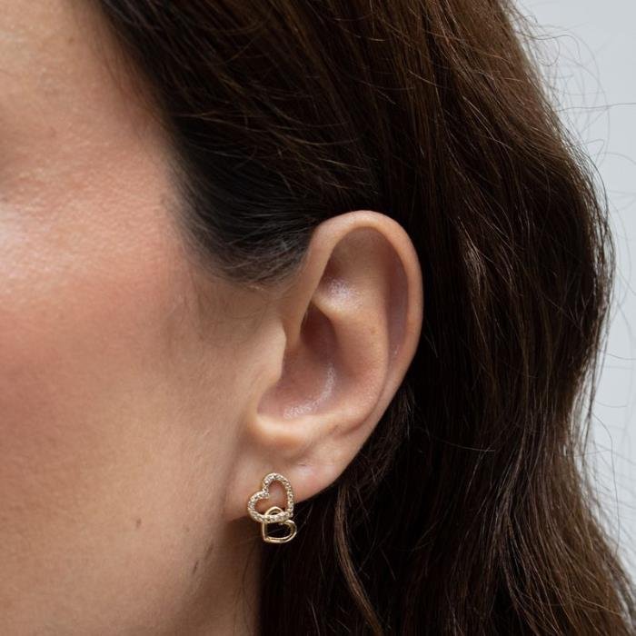 Brinco Dois Corações Entrelaçados