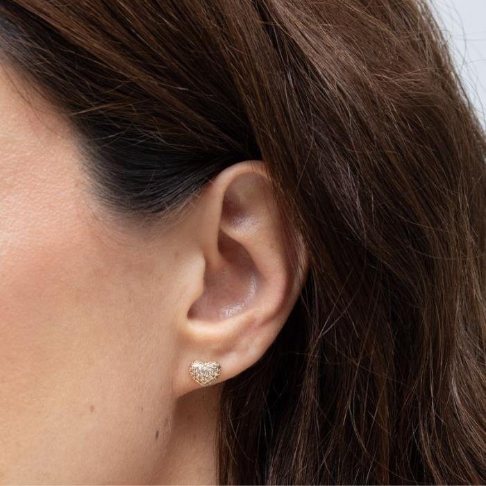 Brinco Delicado Coração Cravejado