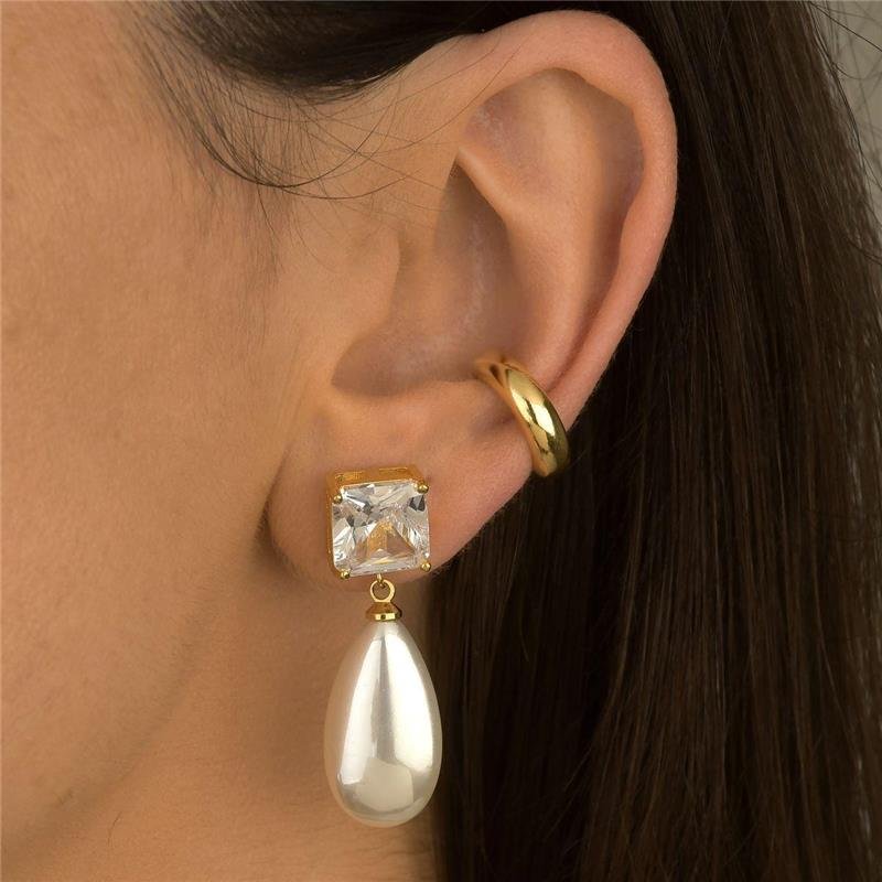 Brinco Pérola e Cristal