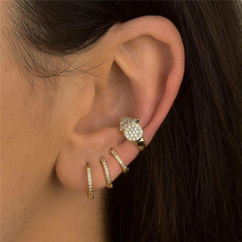 Brinco Trio de Argolinhas Cravejadas