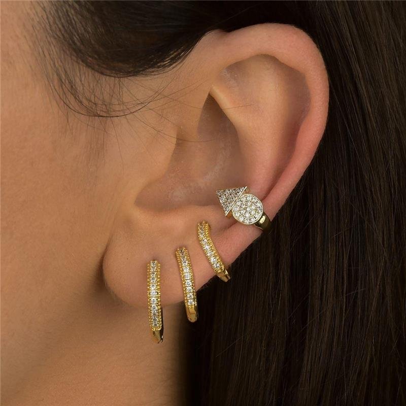 Brinco Trio Argolinhas Cravejadas