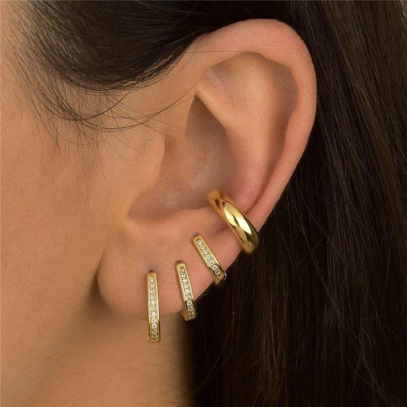 Brinco Trio Argolinhas Cravejadas