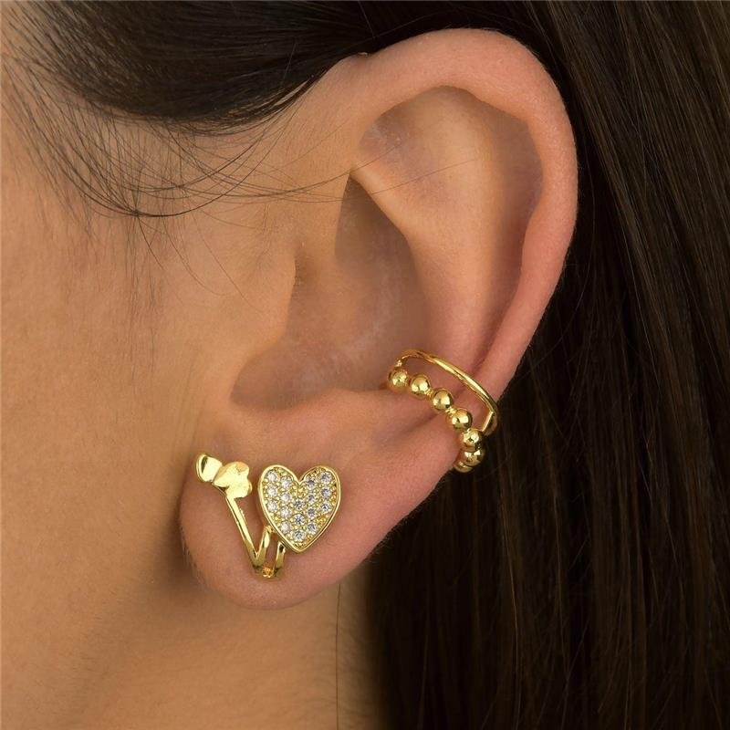 Brinco De Coração Cravejado