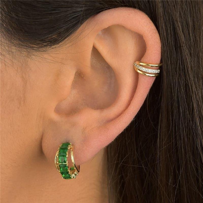 Brinco Argolinha Com Zircônias Verdes