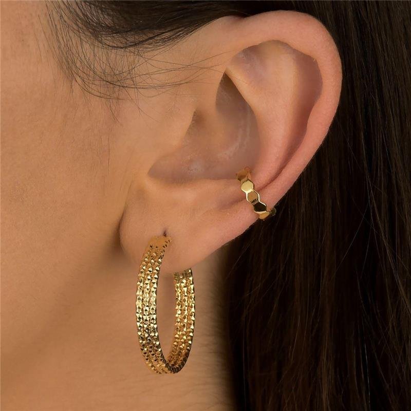 Brinco Argola Texturizada Gold