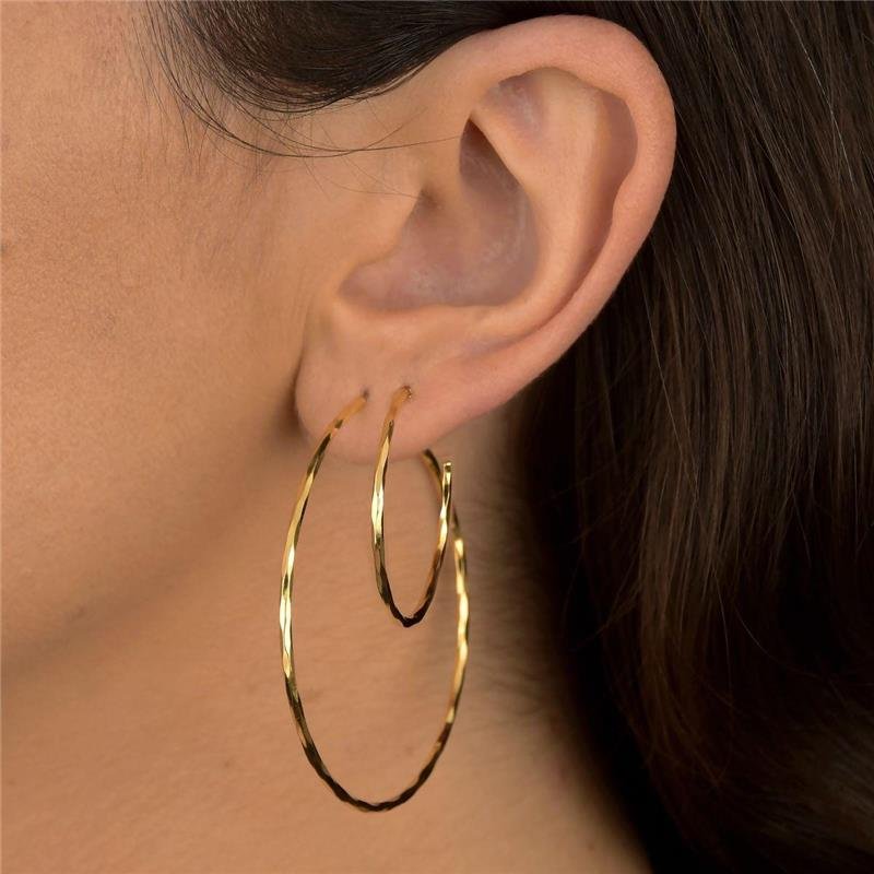 Brinco Meia Argola Diamantada 3cm