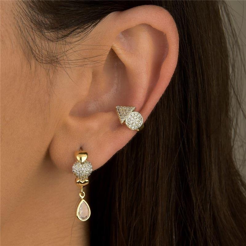 Brinco Argola Corações e Gota