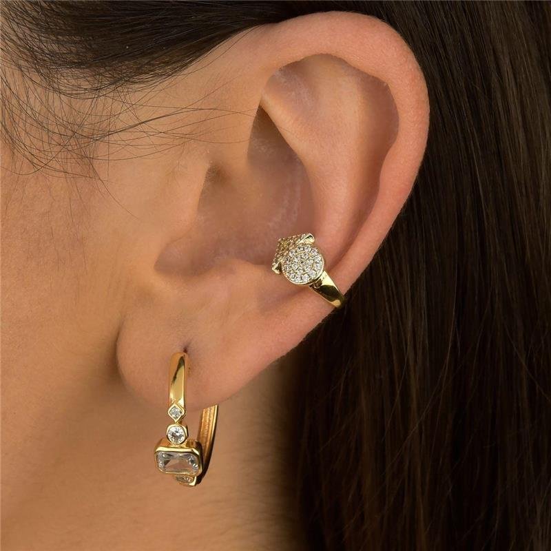 Brinco Meia Argola Geométrica