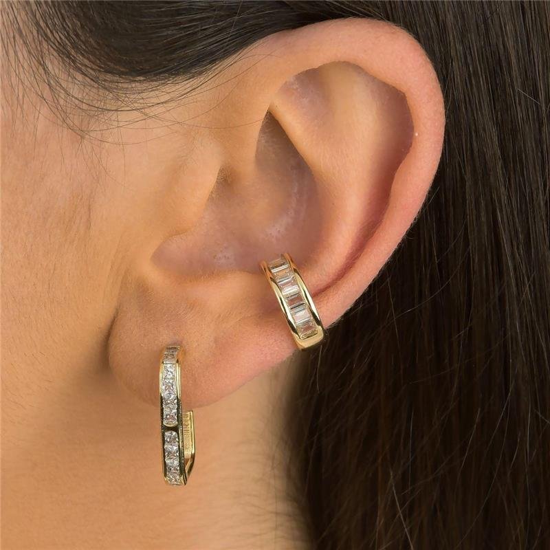 Brinco Retângulo Cravejado