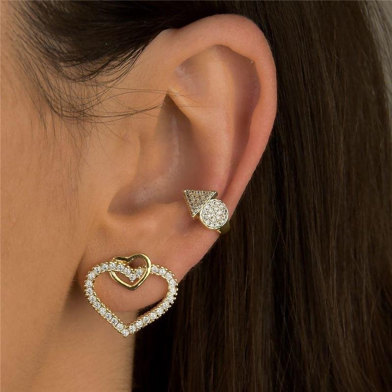 Brinco Coração Cravejado