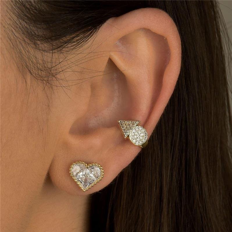 Brinco Coração de Zircônias