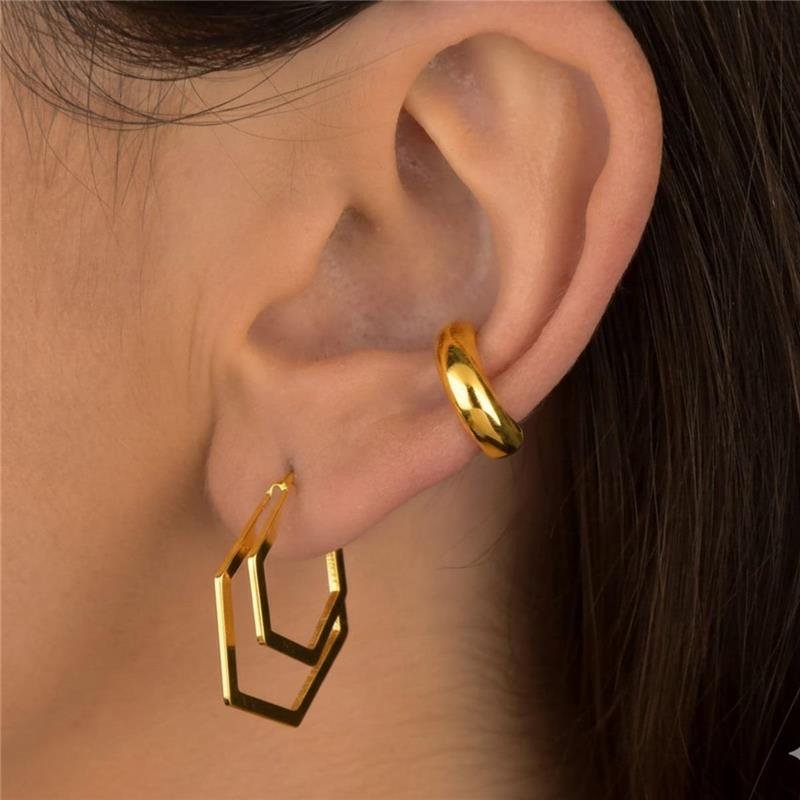 Brinco Argola Geométrica Dupla