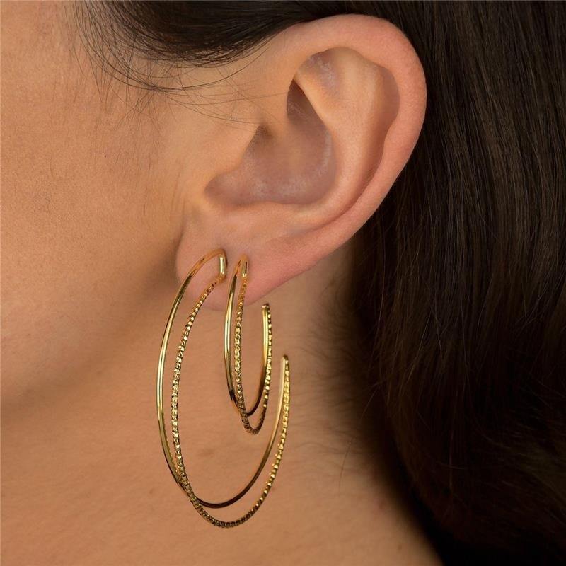 Brinco Argola Moderna Trabalhada 5,5cm