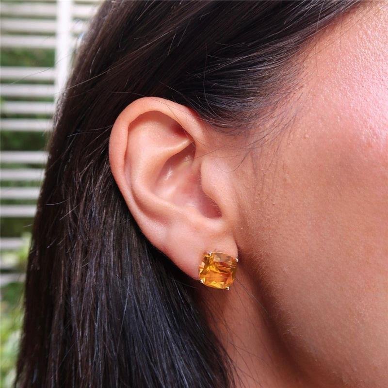 Brinco Cristal Yellow Quadrado