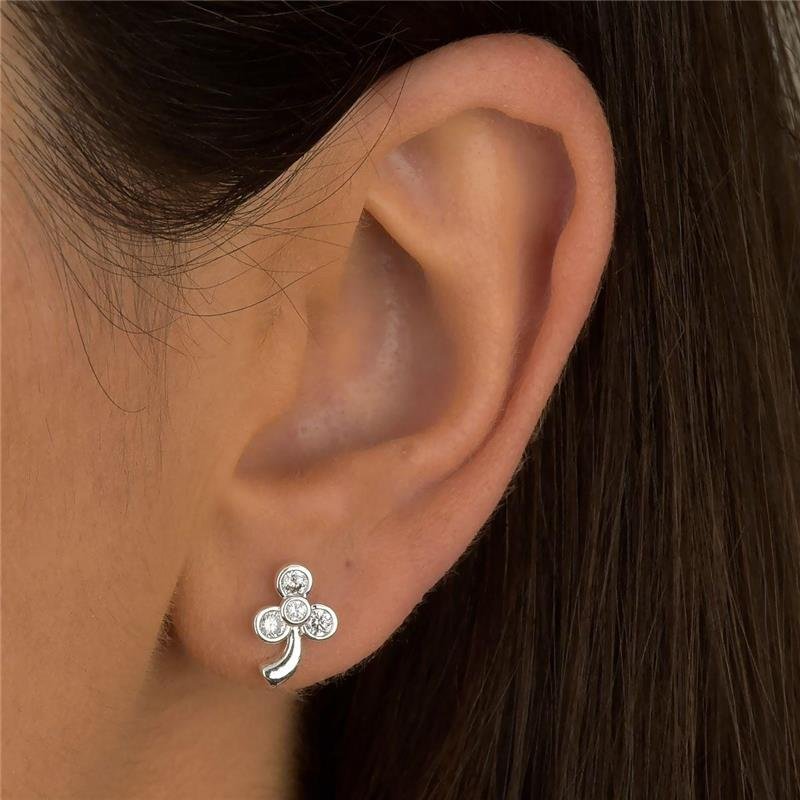 Brinco Flor de Zircônia Prata Leve