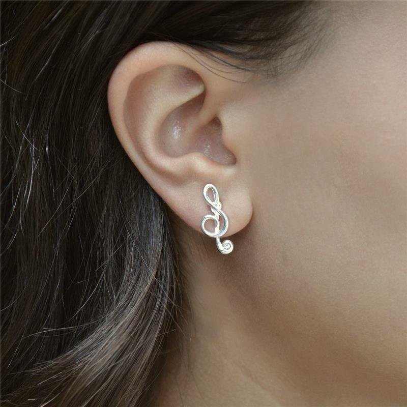 Brinco Prata Leve Clave de Sol