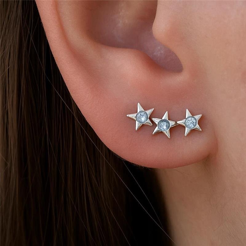 Brinco Prata Leve Estrelas