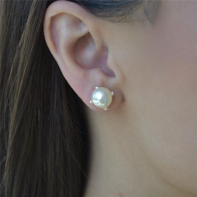 Brinco Prata Leve Taça Pérola Shell